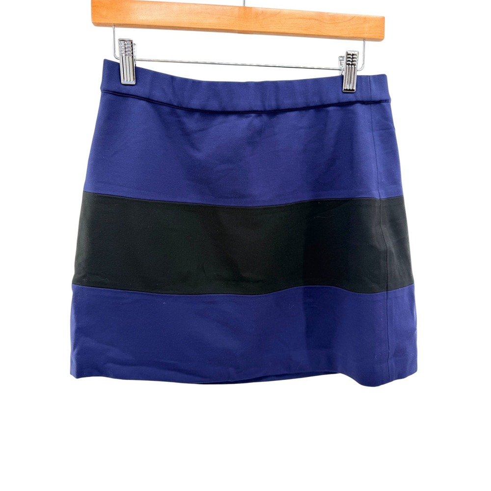 Tory Sport Block Striped Ponte Mini Skirt Blue Black Athletic Preppy Tennis M